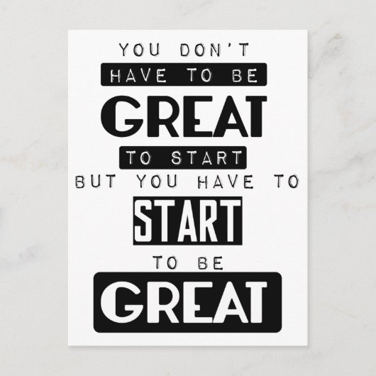 偉大になる必要はない、まず始めることから。 ポストカード (正面)