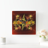 偏向  スクエア壁時計 (ホーム)