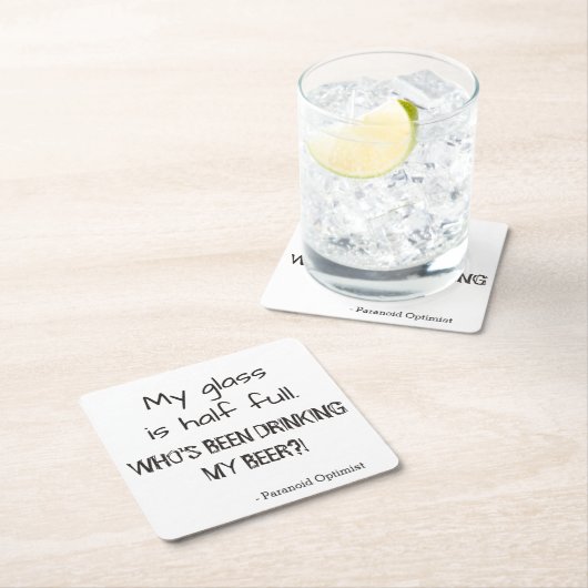 偏執的な楽観主義おもしろい引用文ビール スクエアペーパーコースター (インサイチュ)