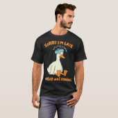 偏頭痛 馬鹿なガチョウ 遅刻したわ 私の頭 Tシャツ (正面フル)