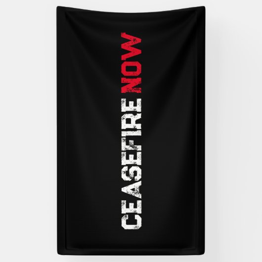 停戦を今すぐ白い赤の黒のグランジタイポグラフィ 横断幕 (縦)