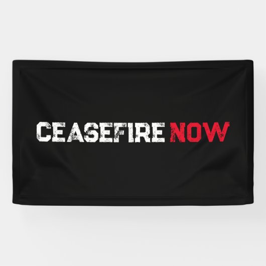 停戦を今すぐ白い赤の黒のグランジタイポグラフィ 横断幕 (横)