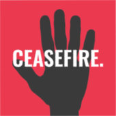 停戦レッド白黒手はっきりしたカスタム文字 シール (正面)