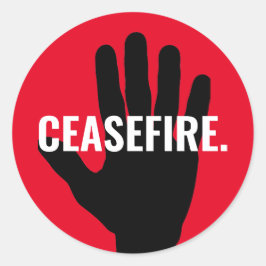 停戦レッド白黒手はっきりしたカスタム文字 ラウンドシール