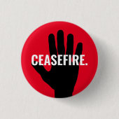 停戦レッド白黒手はっきりしたカスタム文字 缶バッジ (正面)