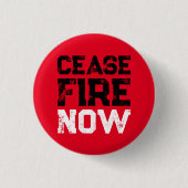 停戦今すぐ白黒赤動揺して文字 缶バッジ (正面)