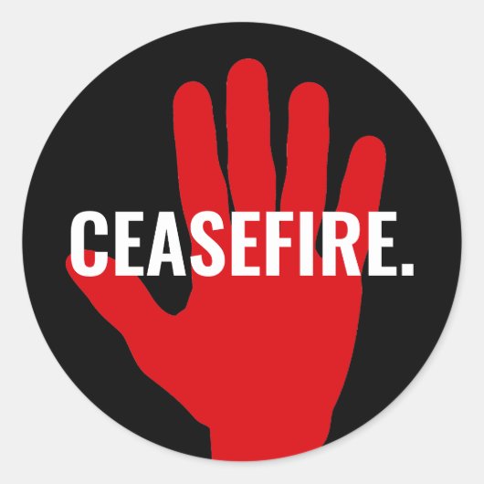 停戦白黒レッドハンはっきりしたドカスタム文字 ラウンドシール (正面)