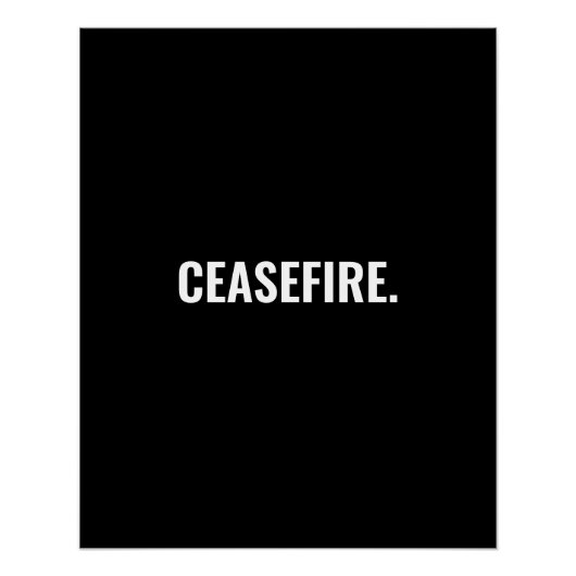 停戦白黒文字ミニマルアンチ戦争 ポスター (正面)