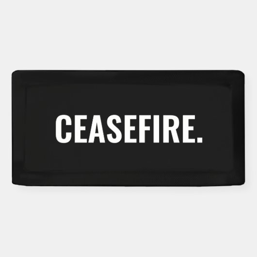 停戦白黒文字ミニマルアンチ戦争 横断幕 (横)