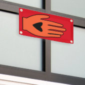 停戦now handパレスティナのグラフィックデザイン 横断幕 (ビルの外側)