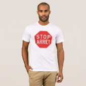 停止かArretの交通標識、カナダ Tシャツ (正面フル)