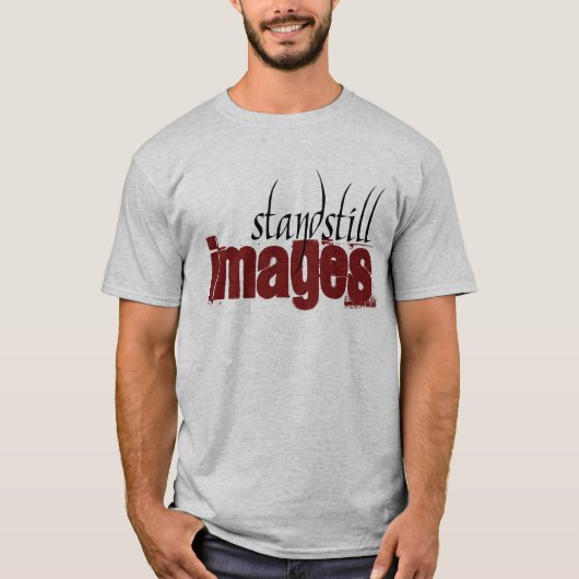 停止のイメージのTシャツ-灰色 Tシャツ (正面)