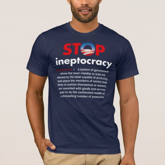 停止オバマのIneptocracy Tシャツ (正面)