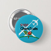 停止印の飛行機のエーロゾルはてんとう虫を引きずります 缶バッジ (正面&裏面)