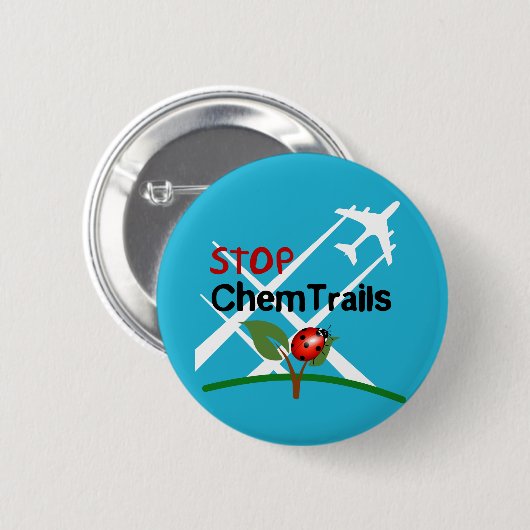 停止印の飛行機のエーロゾルはてんとう虫を引きずります 缶バッジ (正面&裏面)