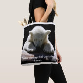 停止地球温暖化の白くまのトートバック トートバッグ (クローズアップ)