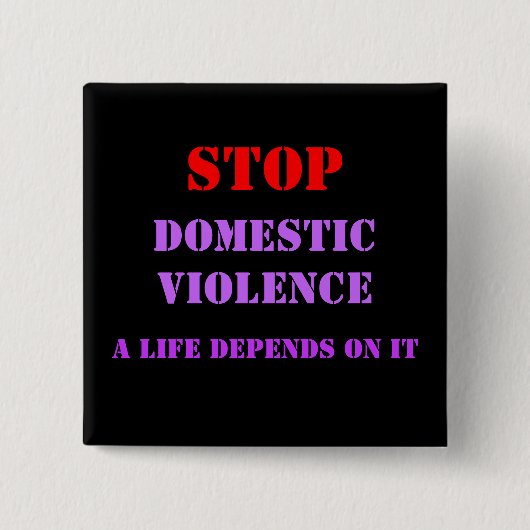 停止家庭内暴力 缶バッジ (正面)