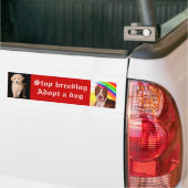 停止育成は犬を採用します バンパーステッカー (トラック上)