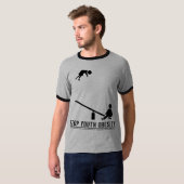 停止青年肥満(ぱりっとした黒いプリント) Tシャツ (正面フル)