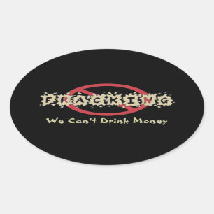 停止Fracking 楕円形シール