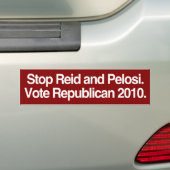 停止ReidおよびPelosi。 投票共和党員2010. バンパーステッカー (車上)