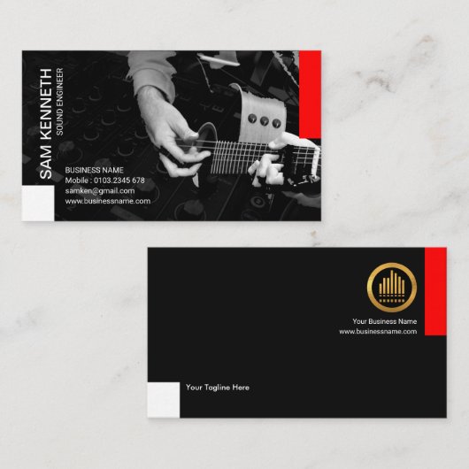 健全なスタジオの生きているギタリストエンジニア 名刺 (正面/裏面)
