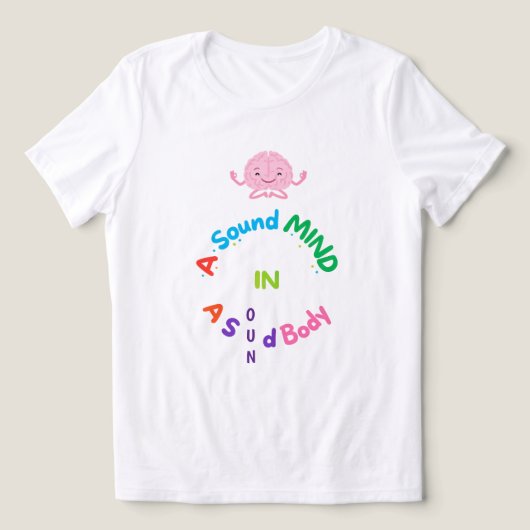 健全な身体に健全な精神 可愛い 脳 瞑想 トライブレンドＴシャツ (デザイン正面)