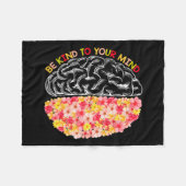 健康あなたの心の自閉症の意識に優しいおもしろいをする フリースブランケット (正面(横))