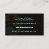 健康および栄養物のコーチ 名刺 (裏面)