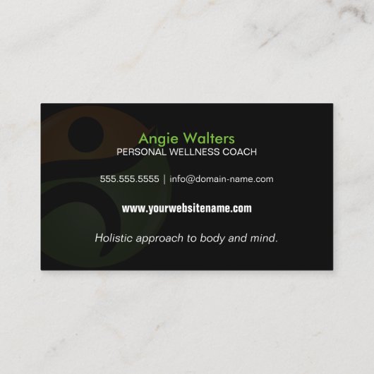 健康および栄養物のコーチ 名刺 (裏面)