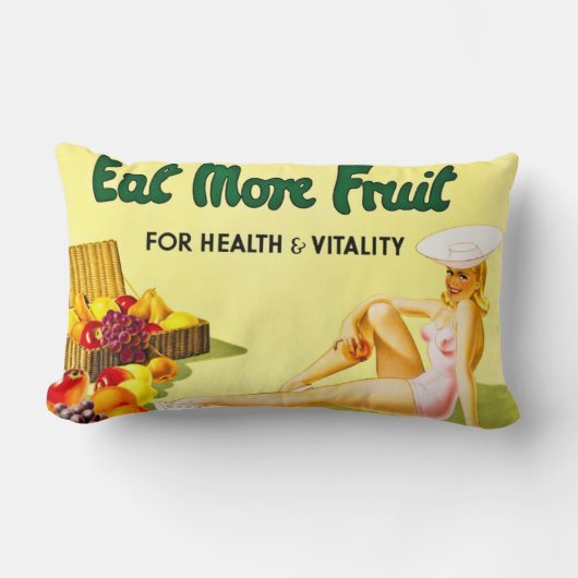 健康および活力のヴィンテージのためのより多くのフルーツを食べて下さい ランバークッション (正面)