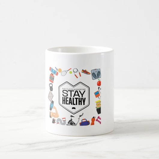 健康でいよう モチベーションデザイン コーヒーマグカップ (中央)