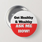 健康で裕福になる。頼何だ！ボタン 缶バッジ (正面&裏面)
