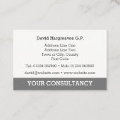 健康と医療の通話カード。 名刺 (裏面)