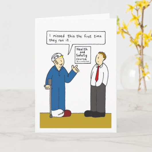 健康と安全についてのユーモアの漫画 カード (黄色い花)