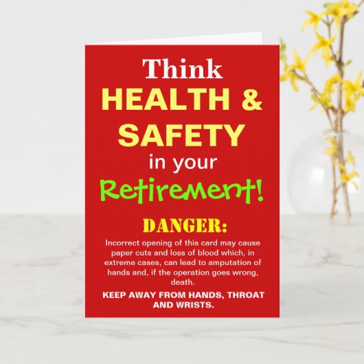健康と安全のおもしろい引退のジョーク カード (黄色い花)