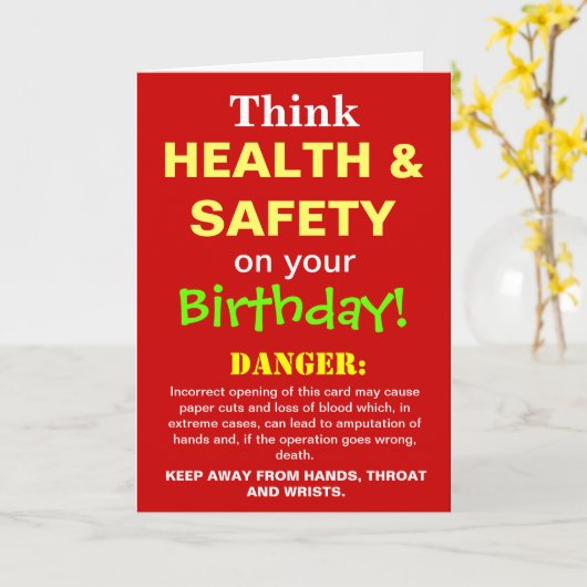 健康と安全のおもしろい誕生日 カード (黄色い花)