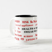 健康と安全を誓う言葉ペットはおもしろいの冗談 ツートーンマグカップ (正面左)