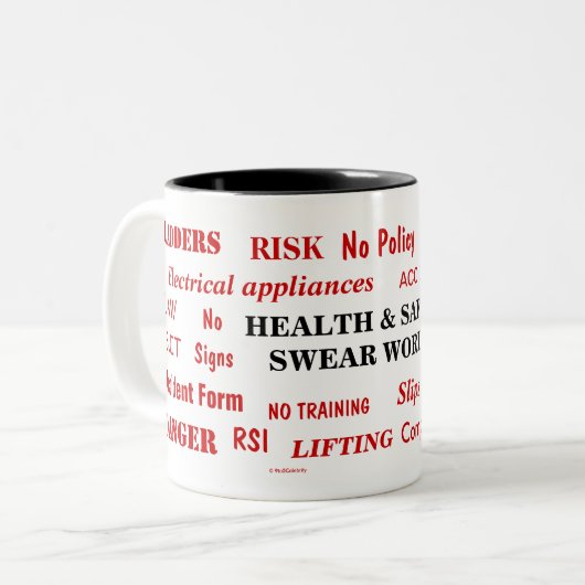 健康と安全を誓う言葉ペットはおもしろいの冗談 ツートーンマグカップ (正面左)