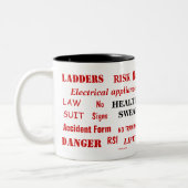 健康と安全を誓う言葉ペットはおもしろいの冗談 ツートーンマグカップ (左)