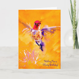 "健康なこんにちは!" ハチドリのプリント カード