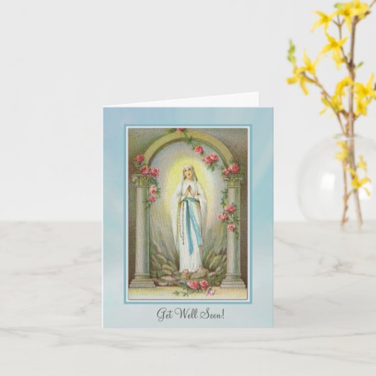 健康なすぐに宗教祈りの言葉に聖母マリアカードを得て下さい カード (黄色い花)