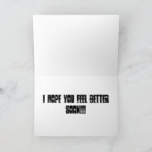 健康なすぐに病気のパグ犬を得て下さい カード (内部)