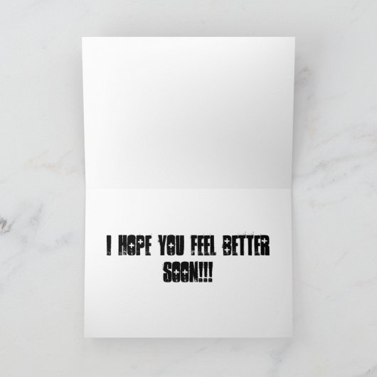 健康なすぐに病気のパグ犬を得て下さい カード (内部)