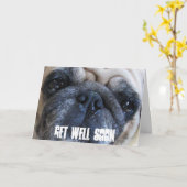 健康なすぐに病気のパグ犬を得て下さい カード (黄色い花)