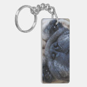 健康なすぐに病気のパグ犬を得て下さい キーホルダー (正面左)