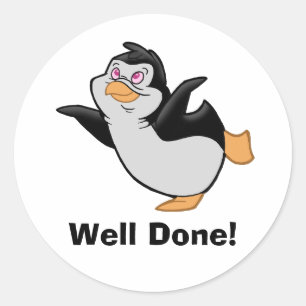"健康なできていた"ステッカーを夢を見ているペンギン ラウンドシール