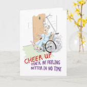 健康なカードをすぐに得て下さい。 車椅子のおもしろいな祖父 カード (黄色い花)