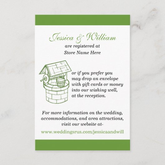 健康なカードを望む緑及び白い結婚式 エンクロージャーカード (正面)