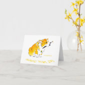 健康なコーギーカードをすぐに得て下さい カード (黄色い花)